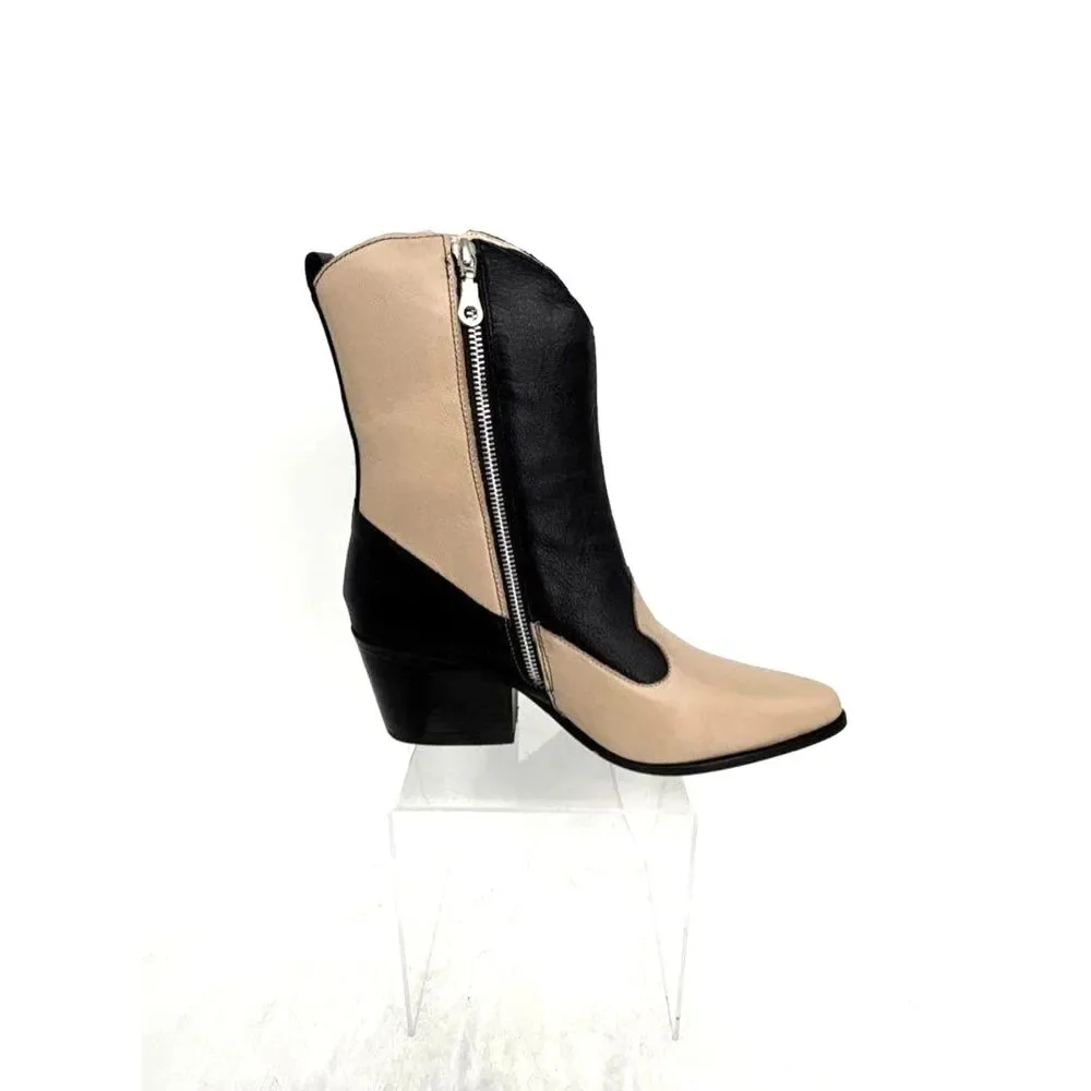 NIB Bala Di Gala Handmade Leather Stella Western Star Ankle Boots Tan Size 10